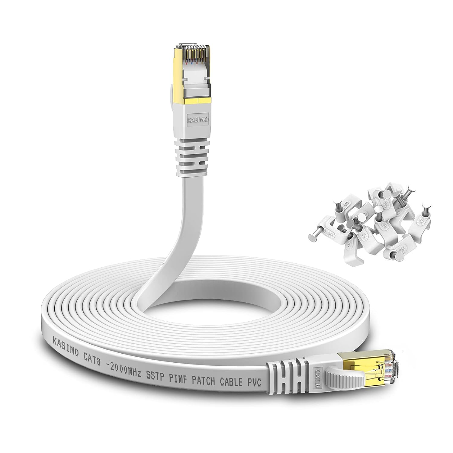 KASIMO Cat 8 Flat Ethernet Cable 15M Internet LAN...