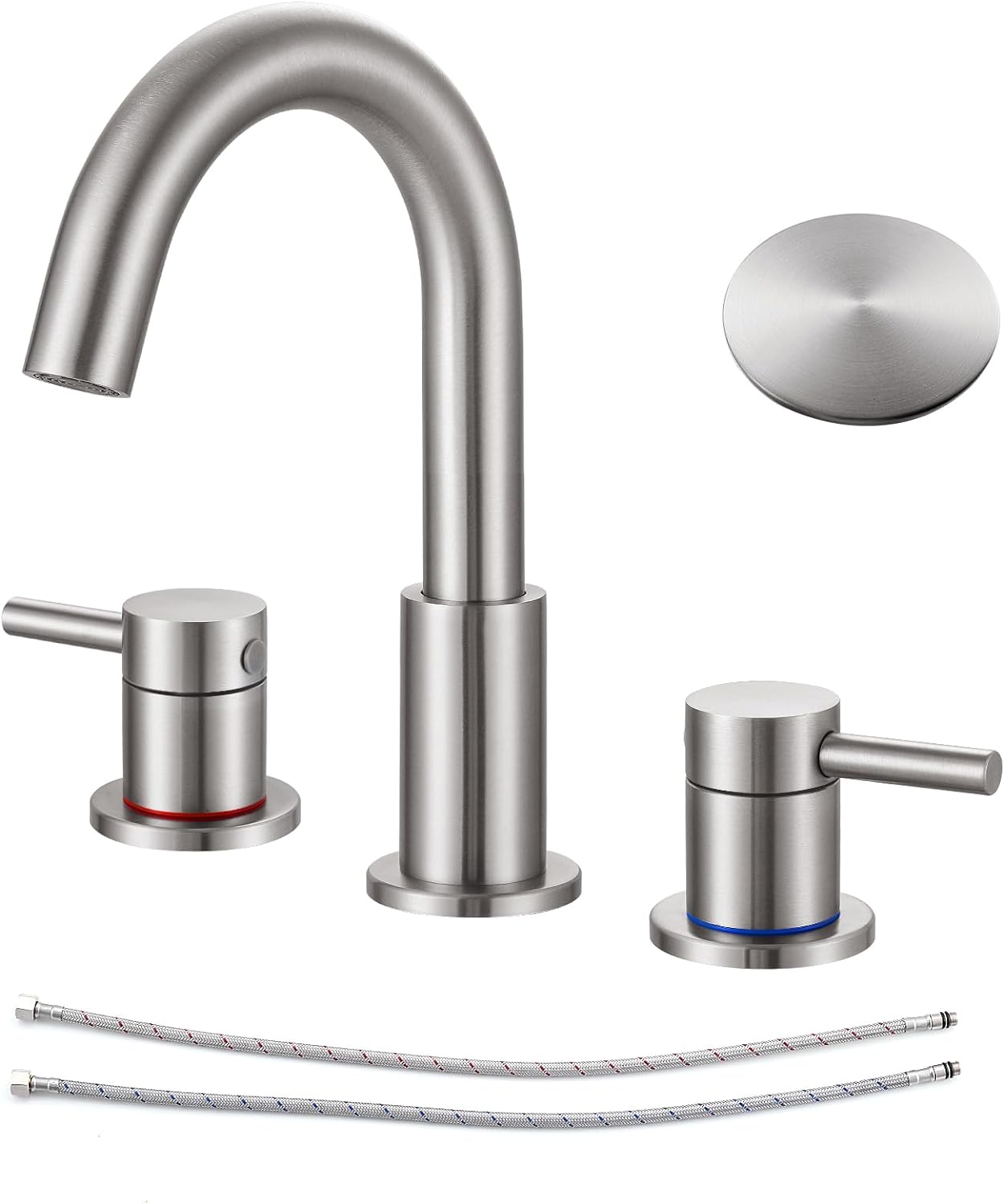 Brushed Nickel Bathroom Faucet for Sink 3 Hole 8 i...