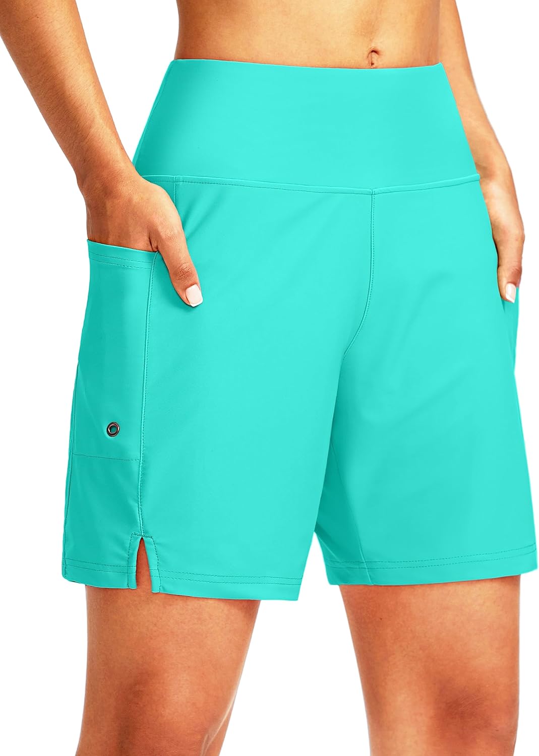 G Gradual Women's 7" Long Swim Board Shorts High W...