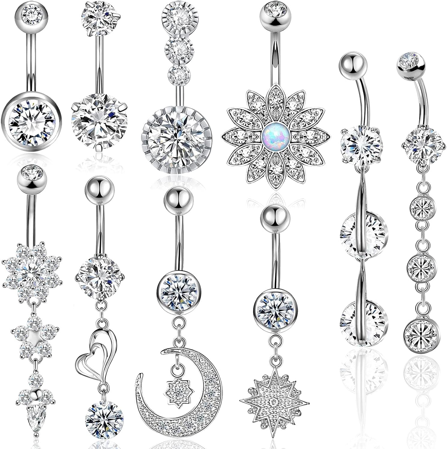 Belly Button Piercing Ring for Women Girls, 10 PCS...