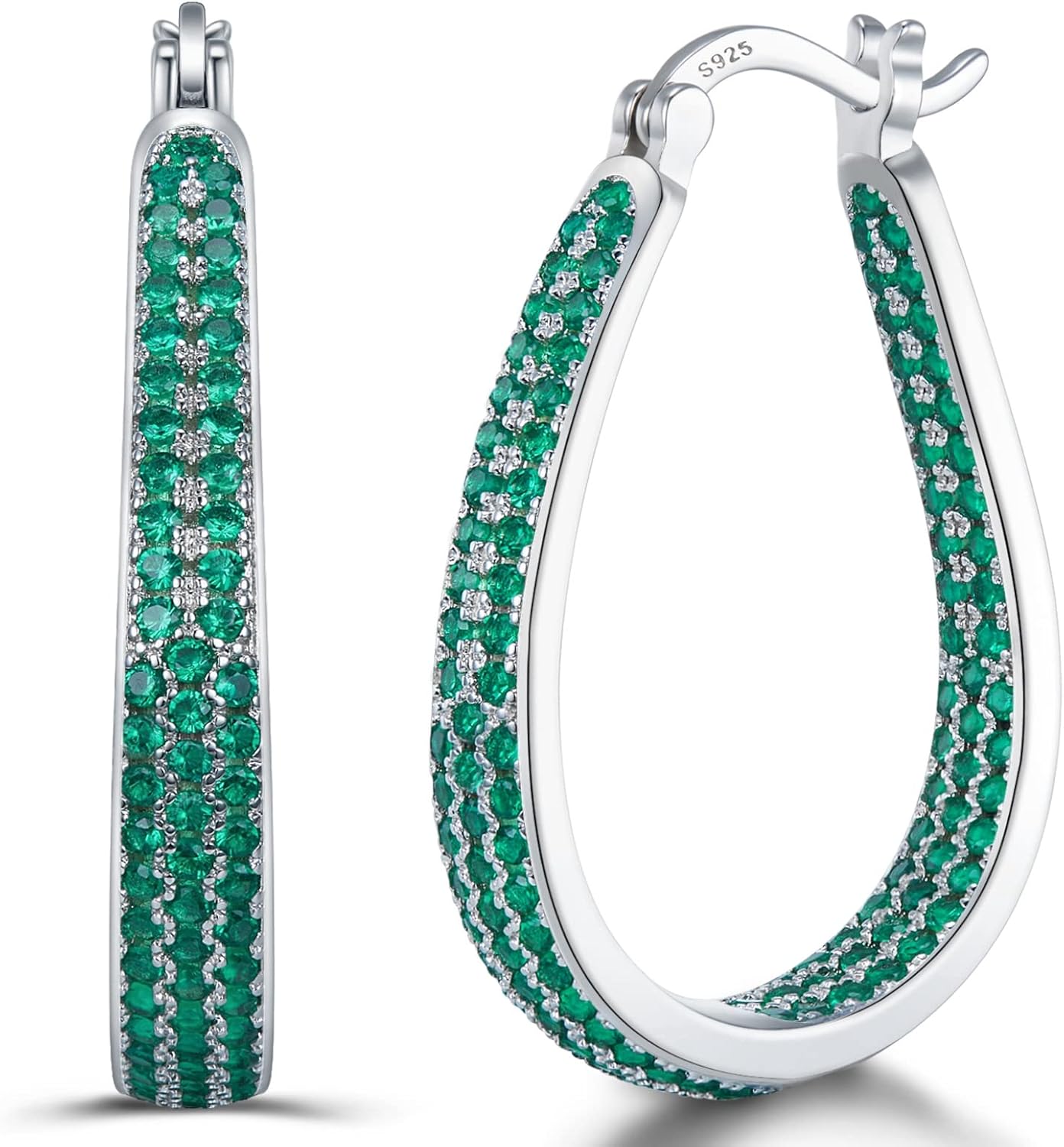 925 Sterling Silver Post Hoop Earrings for Women G...