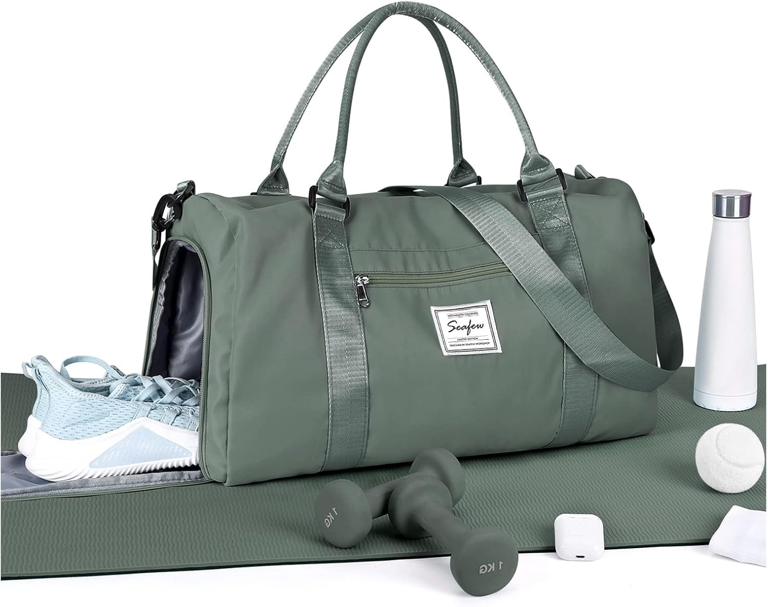 Gym Bag Womens Mens with Shoes Compartment and Wet...