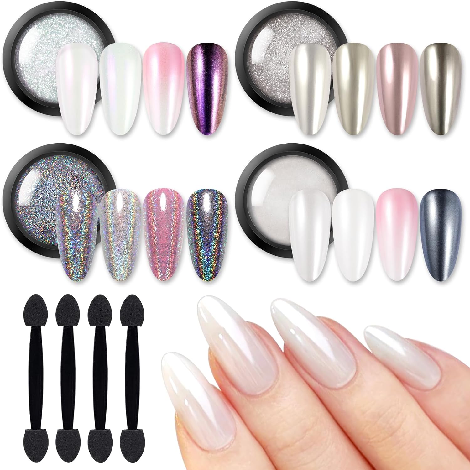 BORN PRETTY Chrome Nail Powder Holo Powder Nail Ar...