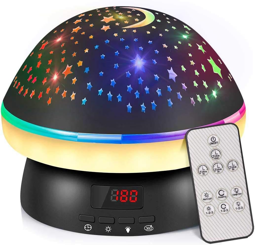 Gifts for 4-10 Year Old Kids, Girls Gifts Timer Rotation Star Projector Night Li...