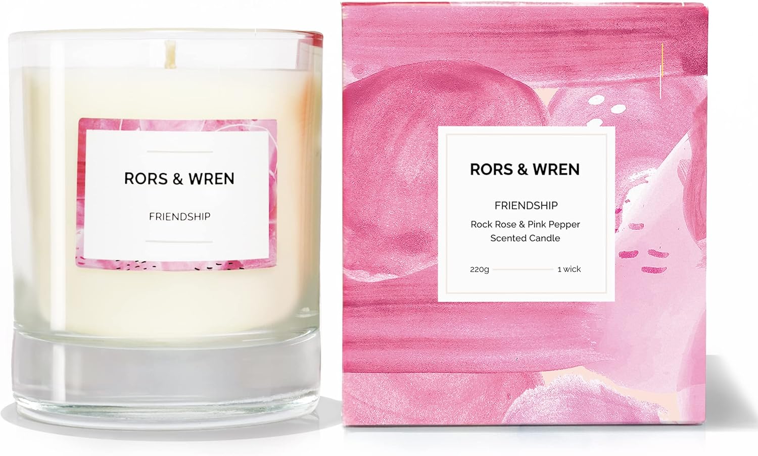 Rors and Wren Friendship Candle Scented Aromatherapy Candle - Rock Rose and Pink...