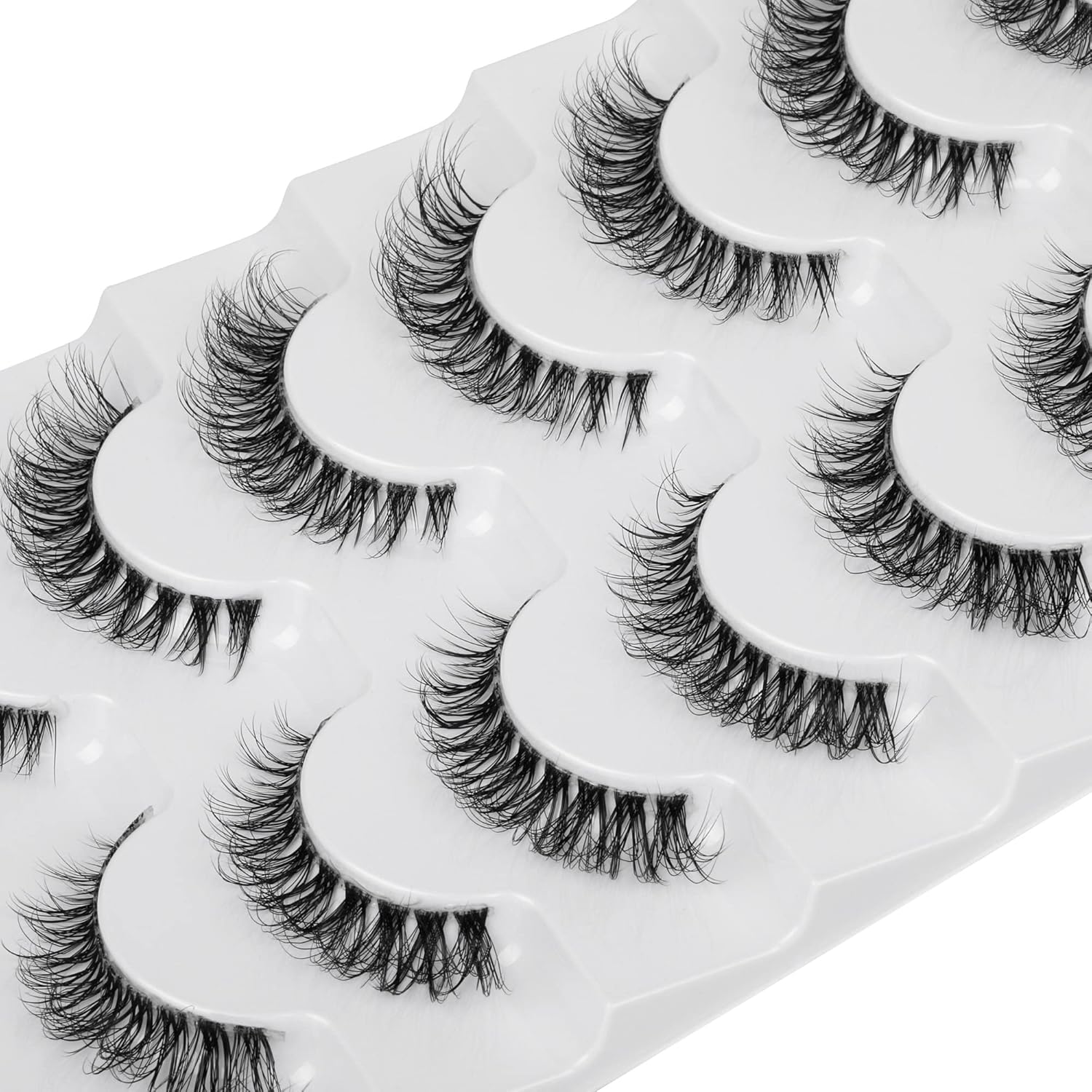 JIMIRE False Eyelashes Clear Band Small Faux Mink Lashes Natural Look Cat Eye 13...