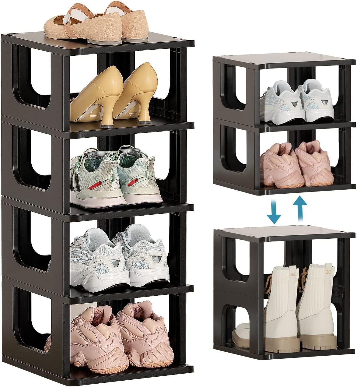 HAIXIN Shoe Rack for Small Space, 5 Tier Plastic Vertical Shoe Rack Narrow Shoe...