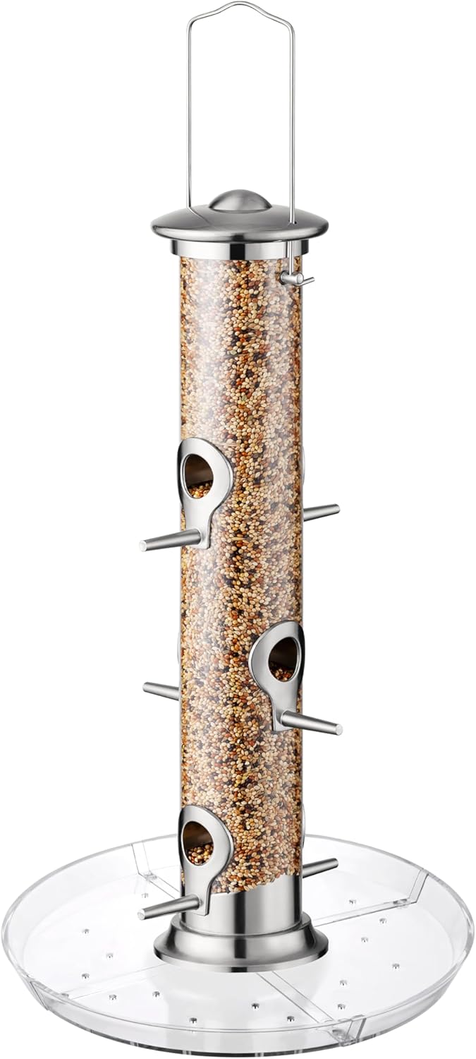 iBorn Bird Feeders Seed Catcher for Outside Hanging 6 Port Bird Feeder for Cardi...
