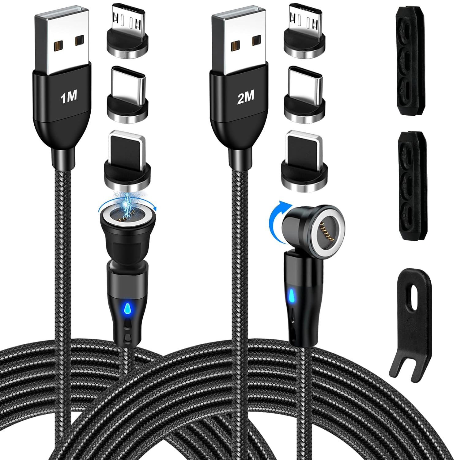 AXFEE Magnetic Charging Cable, 2-Pack(3.3ft/6.6ft)18W USB Magnetic Fast Charging...