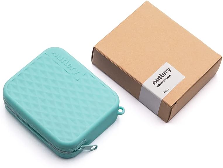 Silicone Pouch for Outlery Travel Cutlery (Aqua) - a Silicone Pocket to Protect...