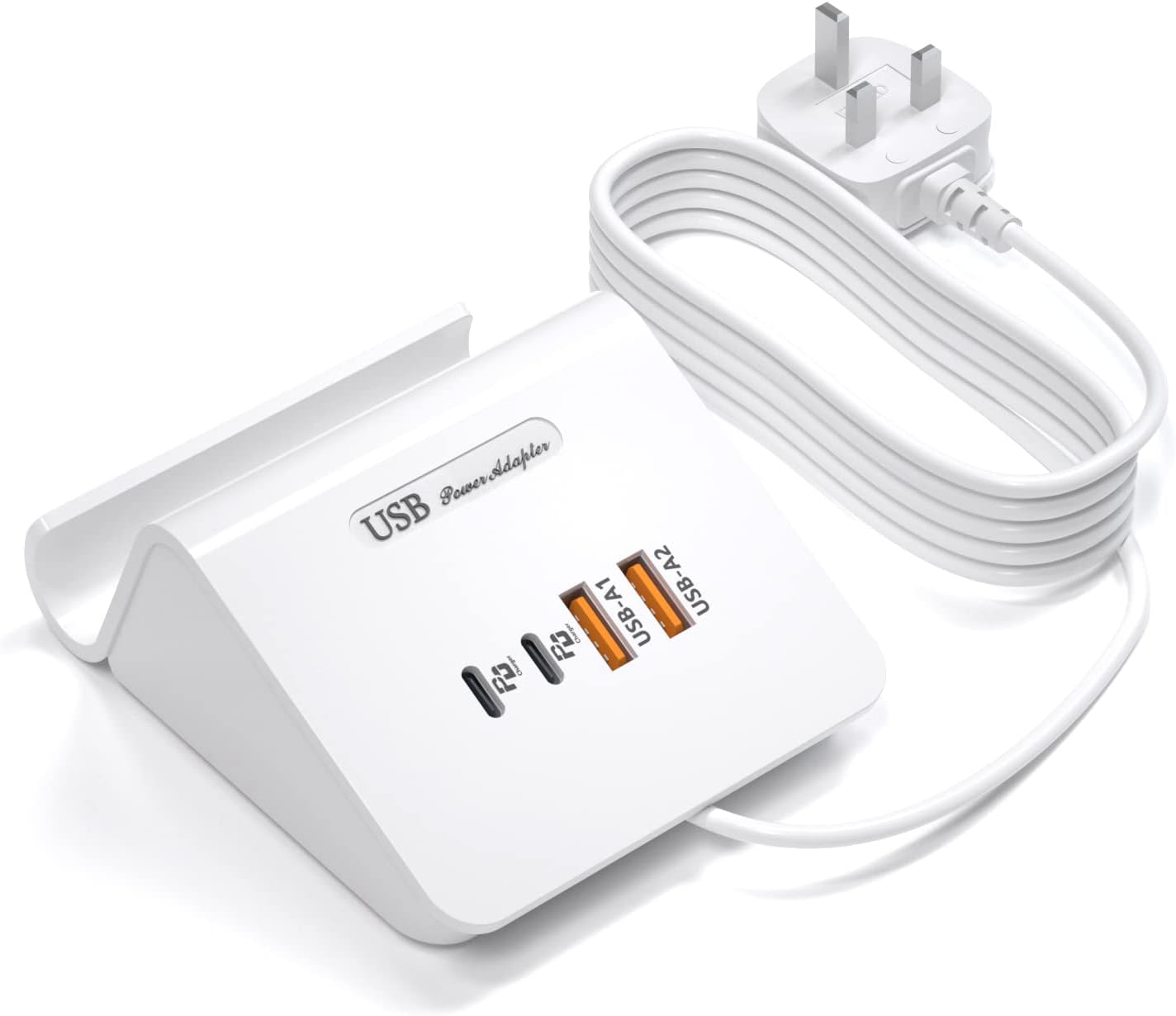 Qurzou USB C Charging Station 45W PD Fast Charger Plug,Multi USB Wall Charger fo...