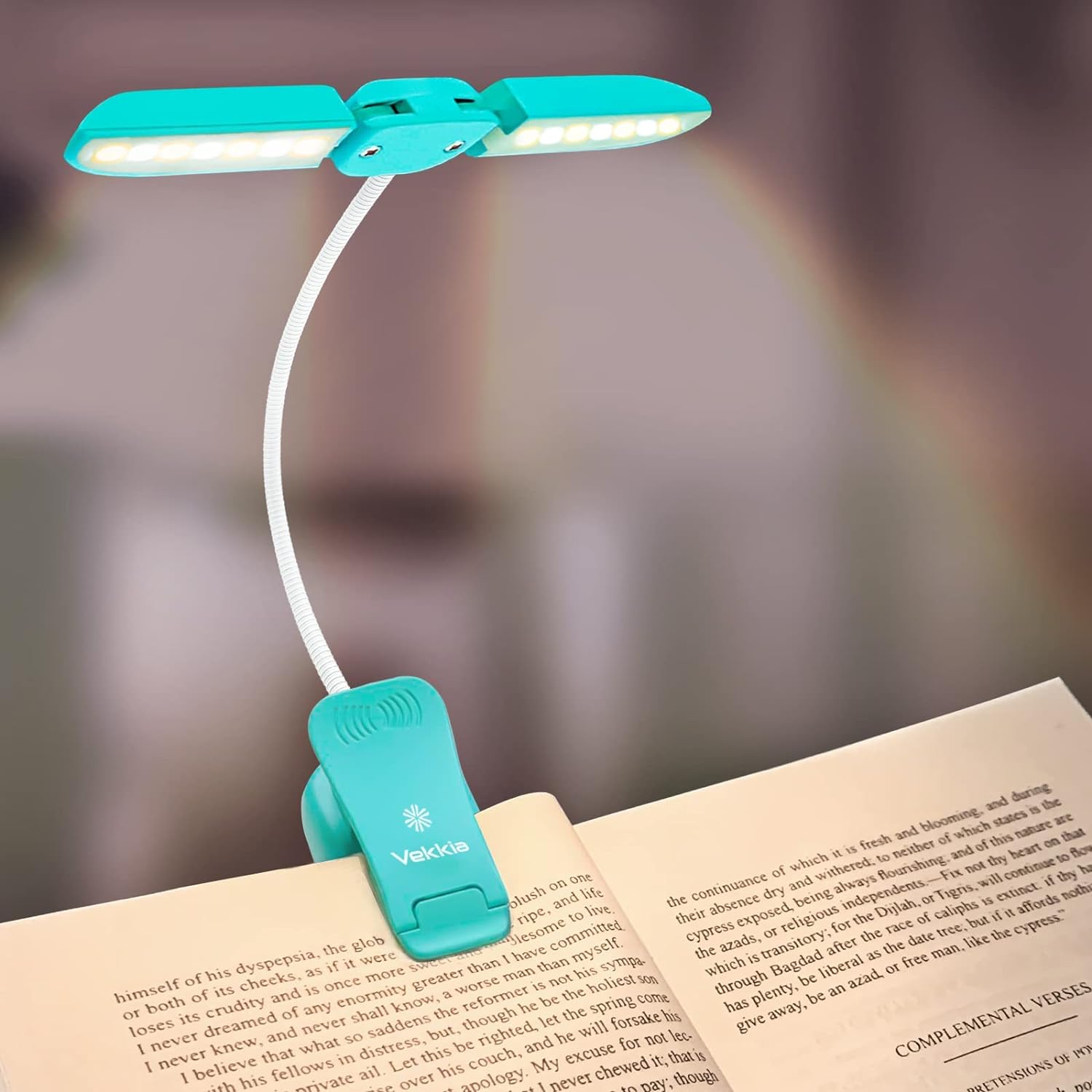 Vekkia 14 LED Rechargeable Book-Light for Reading at Night in Bed,Warm/White Rea...
