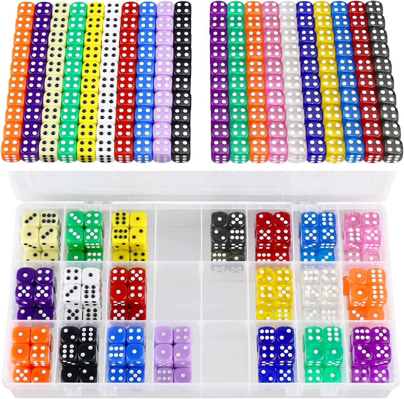 YOUSHARES Multi-Color Dice Set & Storage Box Bundle 200 Pcs – 20 Assorted Color...
