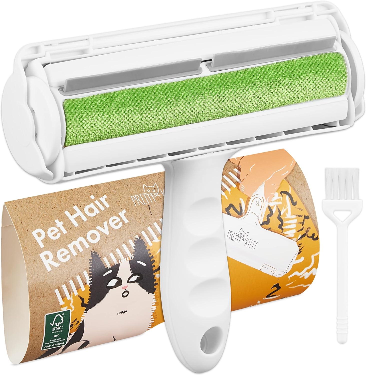 PRETTY KITTY Lint Roller Pet Hair - Pet Hair Remover Brush for Sofa, Carpet, Clo...