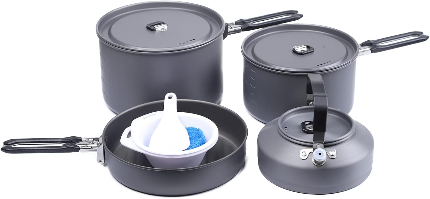 Fire-Maple Feast 4 Camping Cookware Set | Outdoor Cooking kit with Pot Kettle Pa...