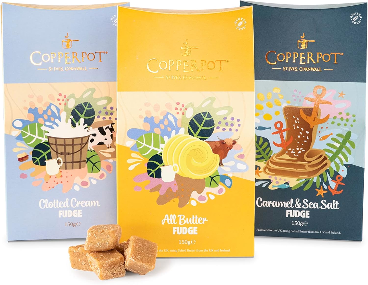 Copperpot ® | Cornish Fudge Sweets Gift Box | All Butter, Salted Caramel & Clott...