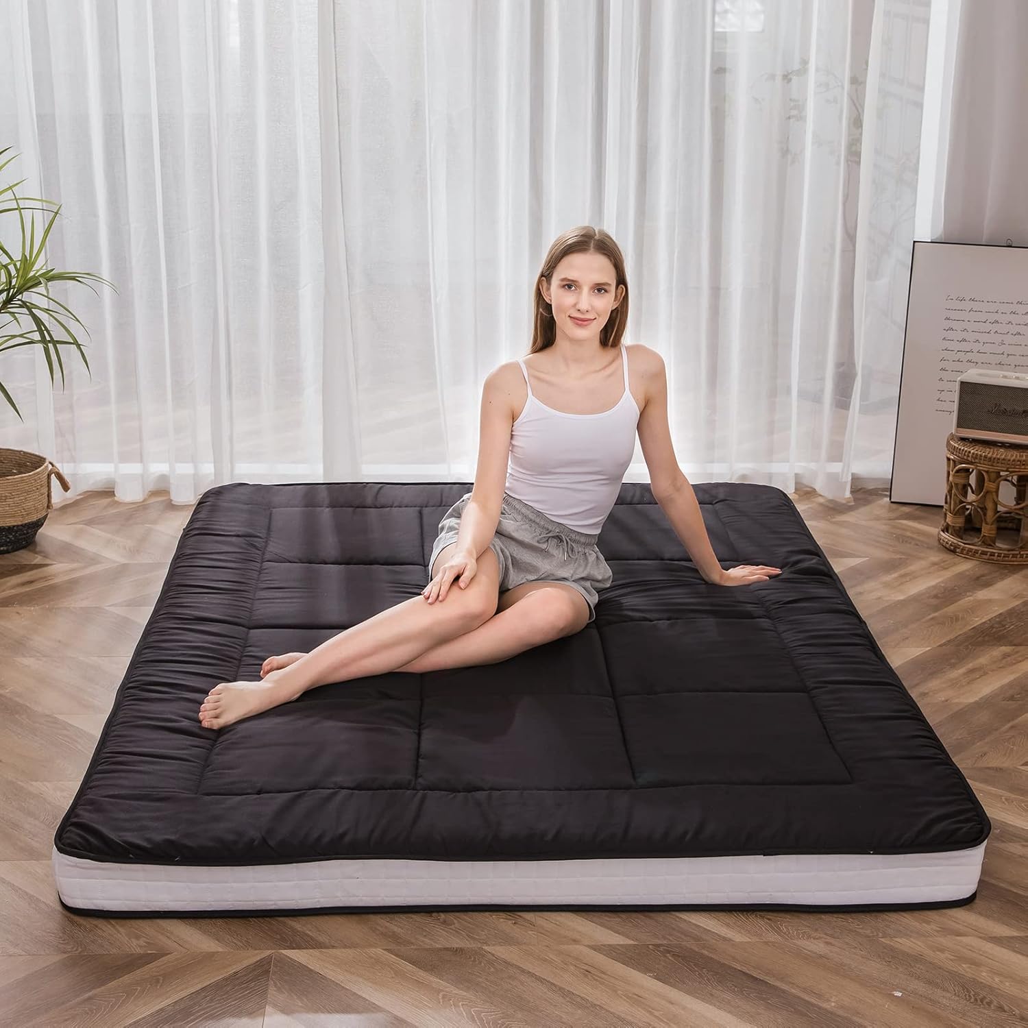 Futon Mattress, Padded Japanese Floor Mattress Quilted Bed Mattress Topper, Extr...