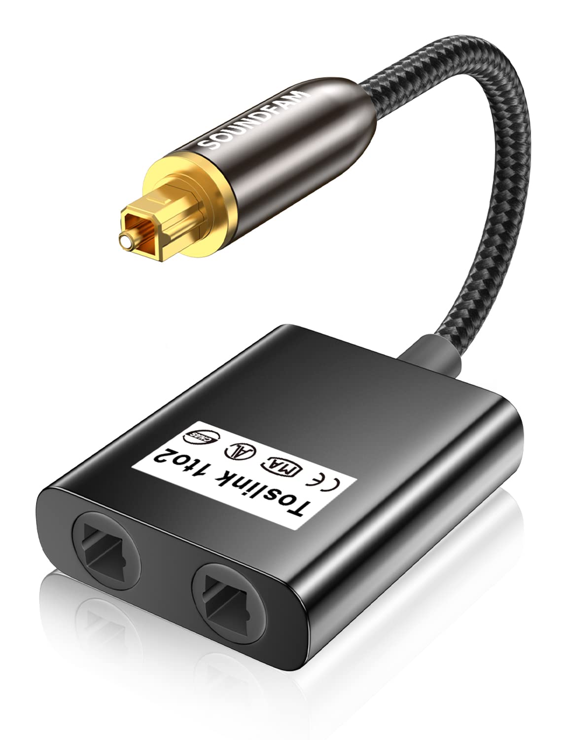 SOUNDFAM Optical Cable Splitter 1 In 2 Out Toslink Splitter Digital Optical Audi...