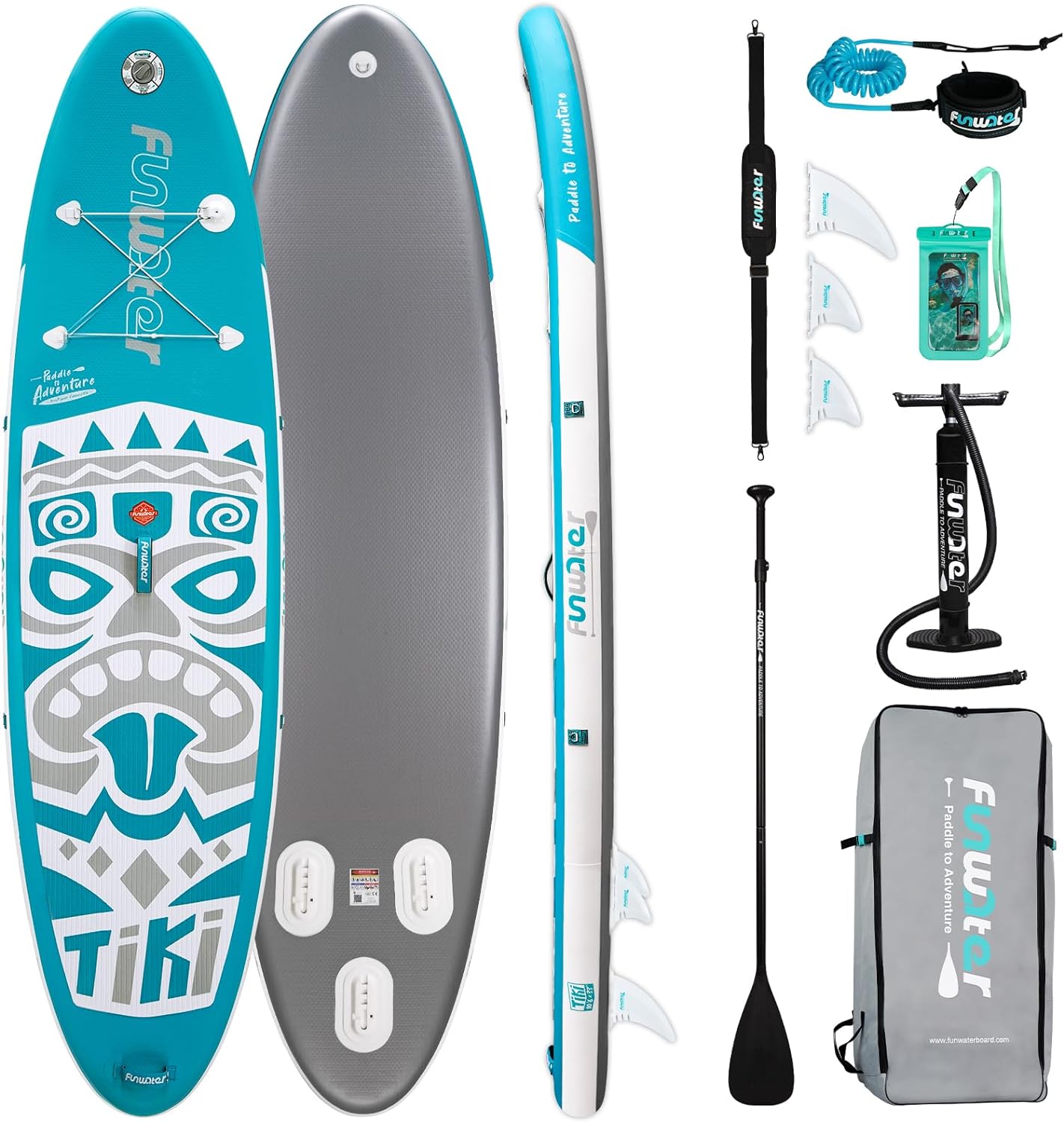 FunWater Inflatable Stand UP Paddle Board Ultra-Light Green Pink Everything Incl...
