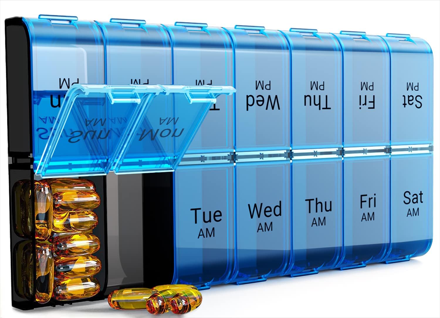 Extra Large Pill Organizer 2 Times a Day, Weekly XL AM PM Pill Case, 7 Day Pill...