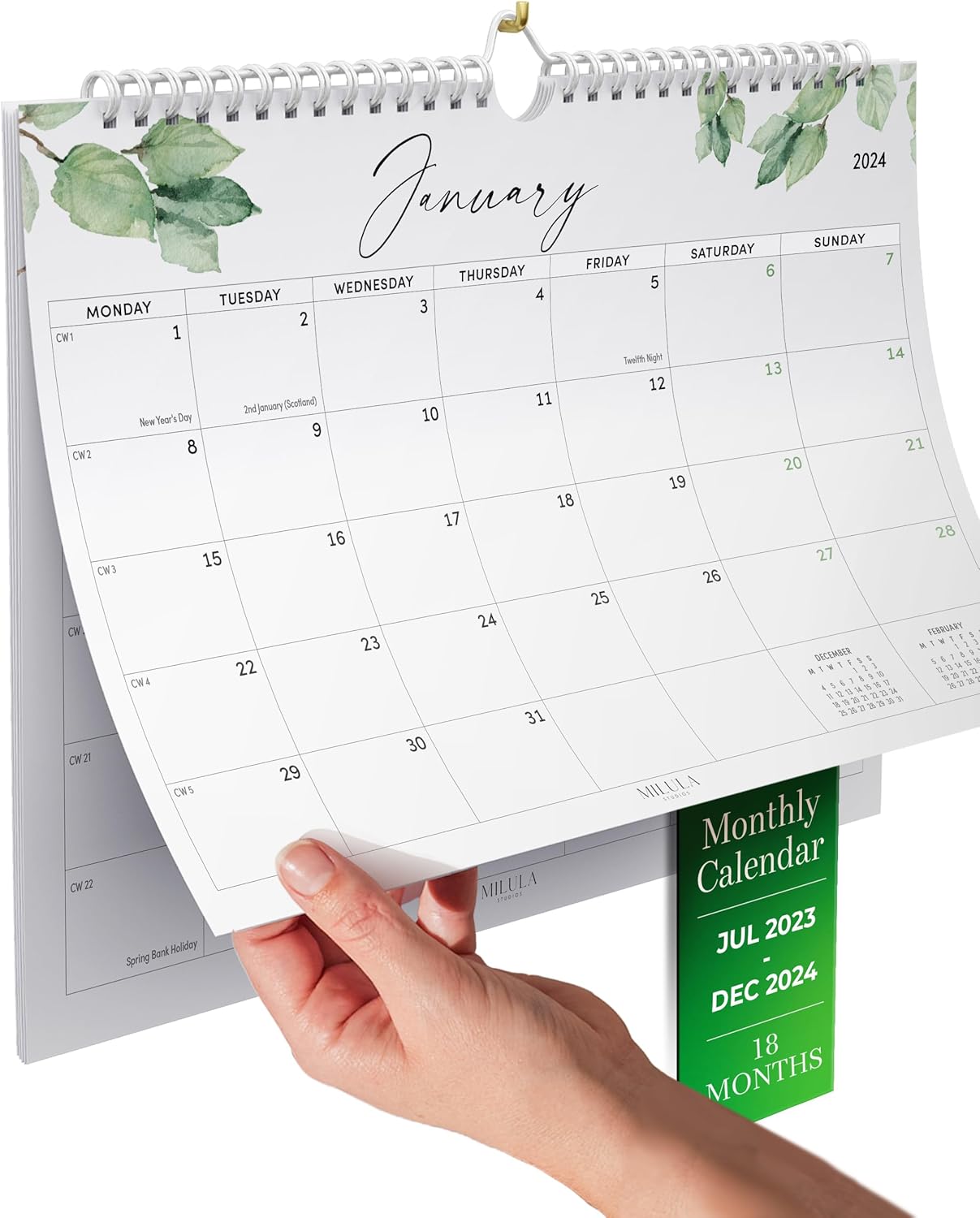 Wall Calendar 2023-2024 Calendar Month to View - Greenery - Family Calendar 2023...