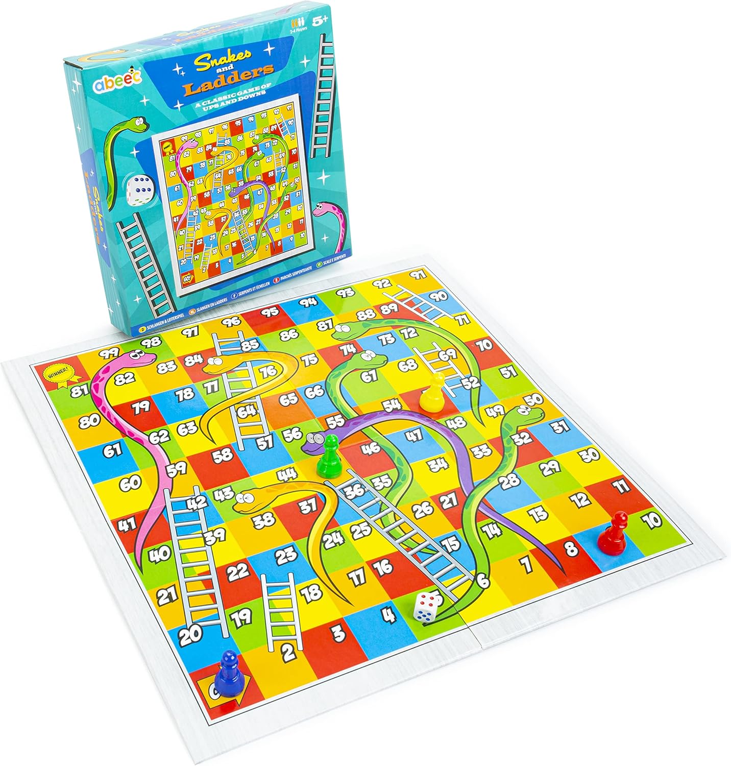 abeec Snakes and Ladders Board Game – Kids Board Games Includes Classic Game Boa...