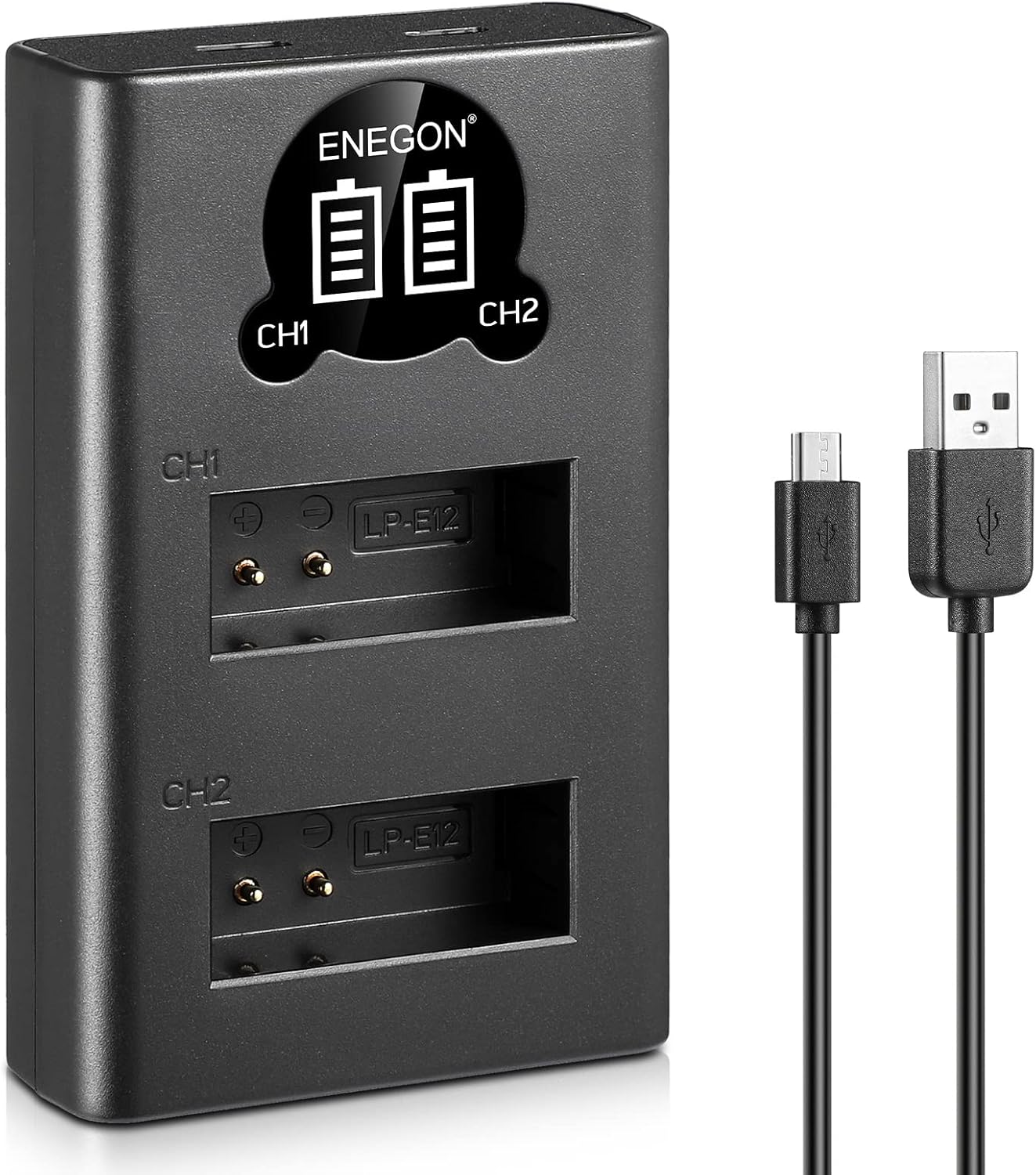 ENEGON LP-E12 Dual Battery Charger Compatible with Canon EOS M, EOS M10, EOS M50...
