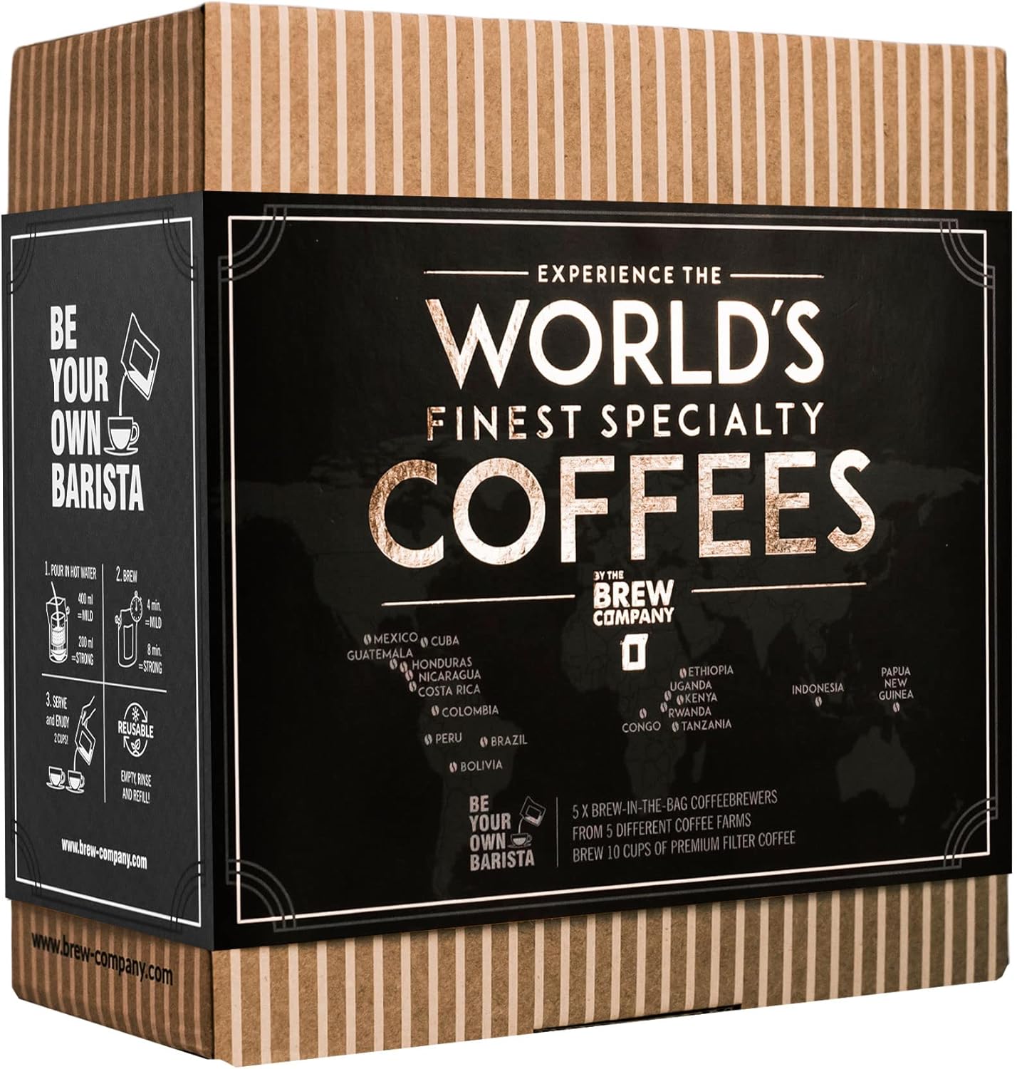 Original Gourmet Coffee Gift Set for Men & Women – 7 of The World’s Finest Singl...