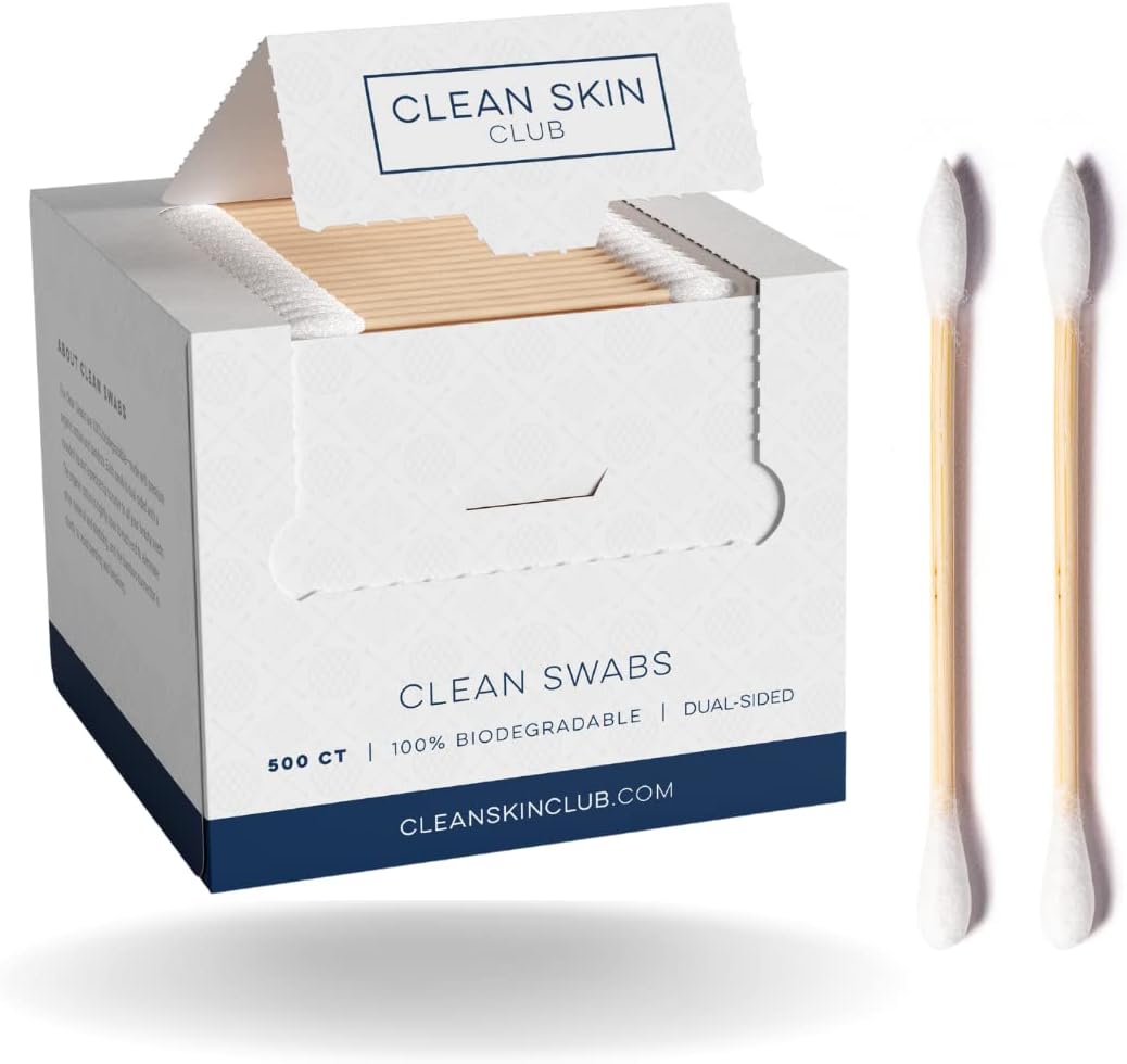 Clean Skin Club Clean Swabs | 500CT | One Pointed Tip | Biodegradable + Organic...