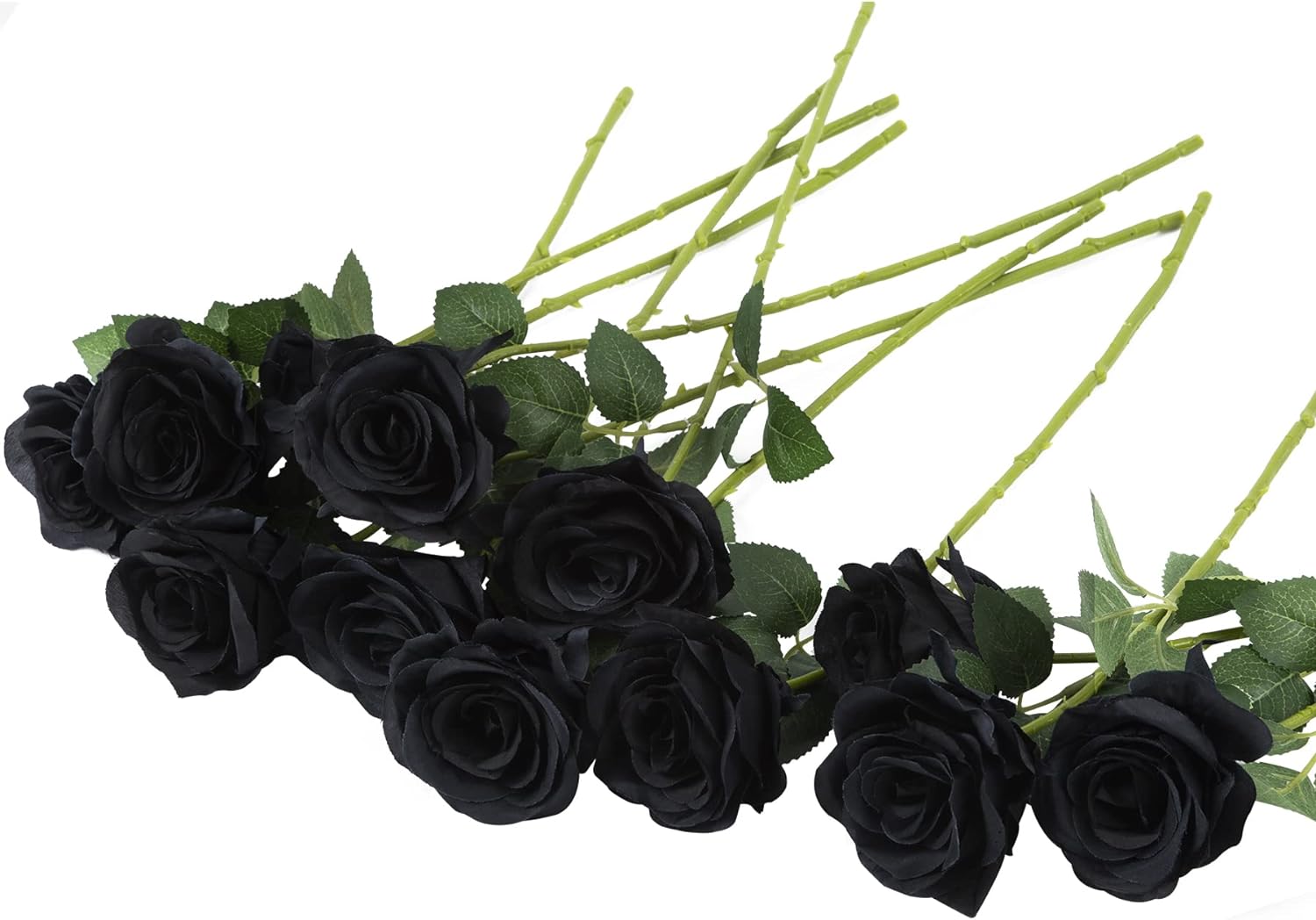Hywean Homd 12Pcs Fake Roses, Black Artificial Flowers Single Stem Roses, Real a...