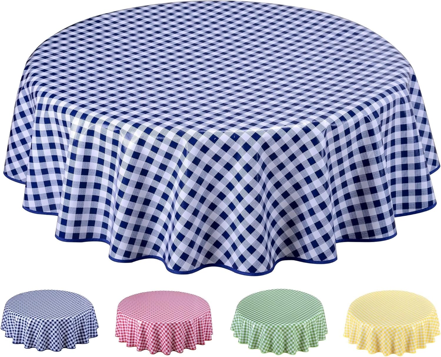 Home Direct Round Oilcloth PVC Wipe Clean Tablecloth Table Cover 140cm 55" Check...
