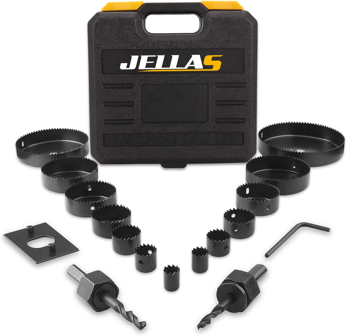 Hole Saw Kit, JELLAS 19Pcs 19mm-127mm Hole Cutter Set(Include 25 and 38mm) in Ha...