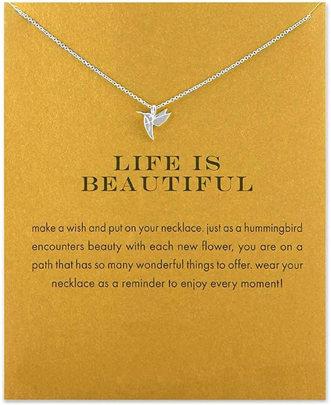 ZYAWP Layered Compass Pendant Necklace with Brave Inspirational Message Card Nec...