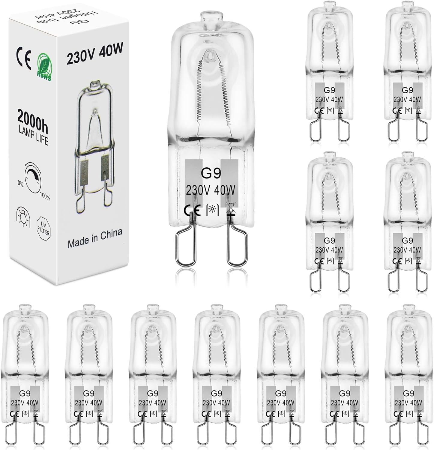 BROTOU G9 40W Halogen Bulbs, 230V 500LM 2800K Warm...
