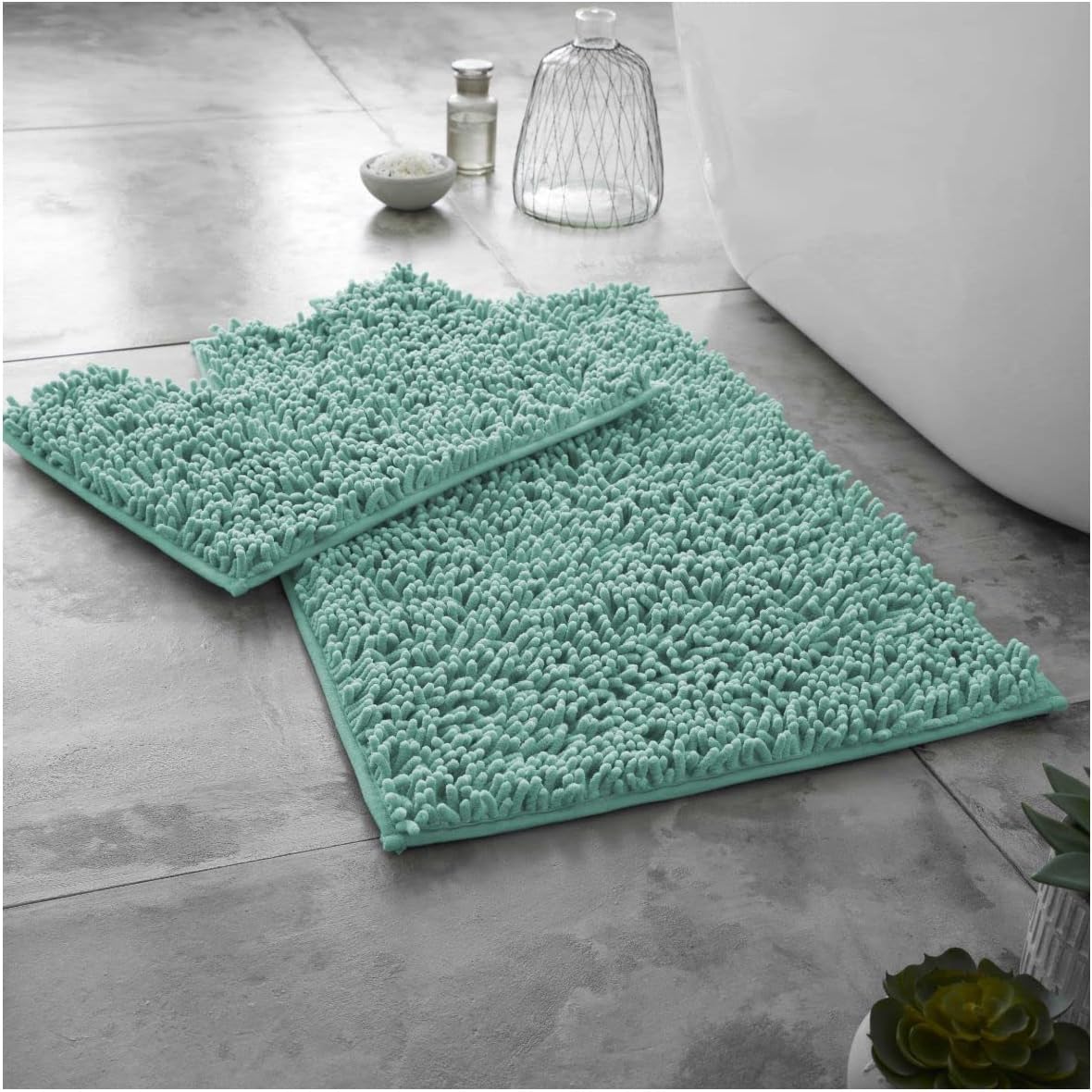 GC GAVENO CAVAILIA Loop Bath Mats For Bathroom Sets 2 Piece, Quick Dry & Fast Ab...