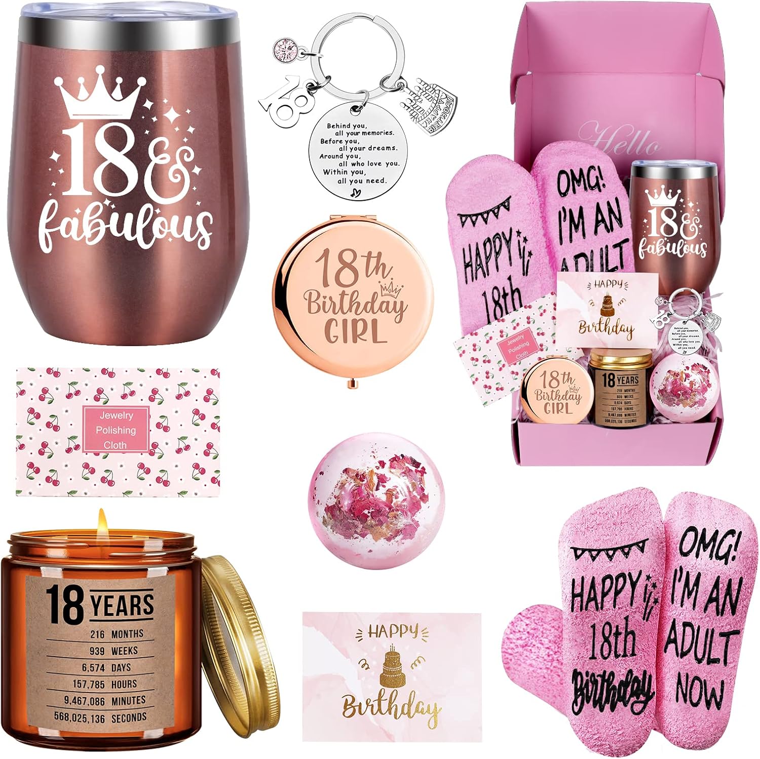 Tecanne 18th Birthday Gifts for Girls, Happy Birthday Gift Baskets for Your Best...