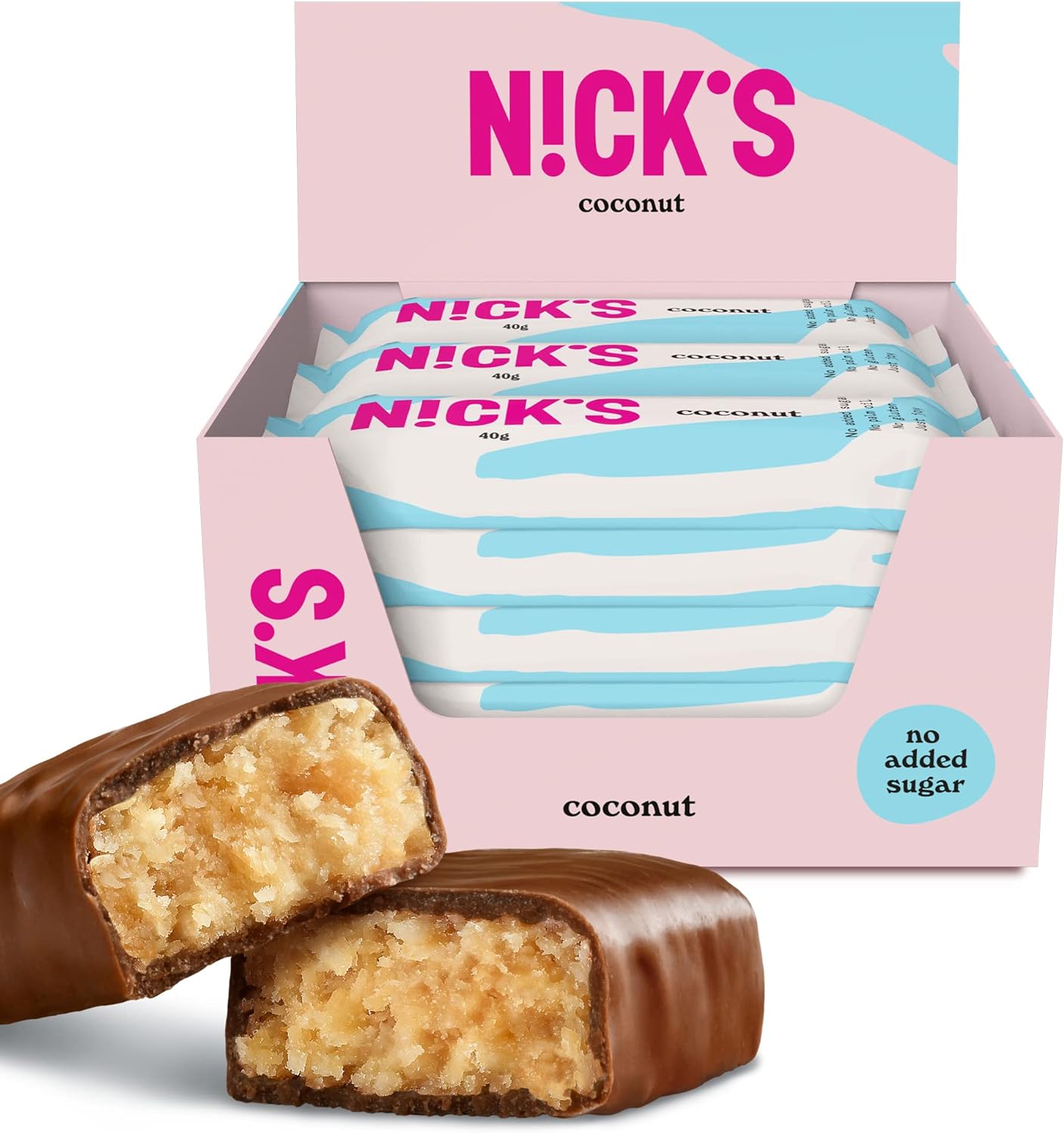 NICKS Coconut Keto Chocolate Bars No Added Sugar 163 Calories, 3.5 Net carbs, Gl...