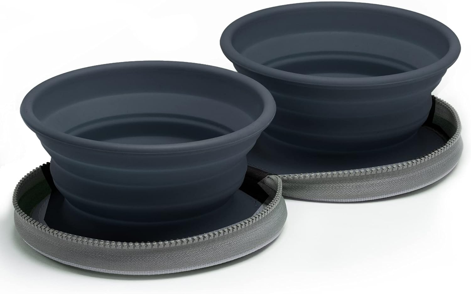 Two Collapsible Dog Bowls - Dog Water Bowl - Foldable Bowl with Travel Case - Gr...