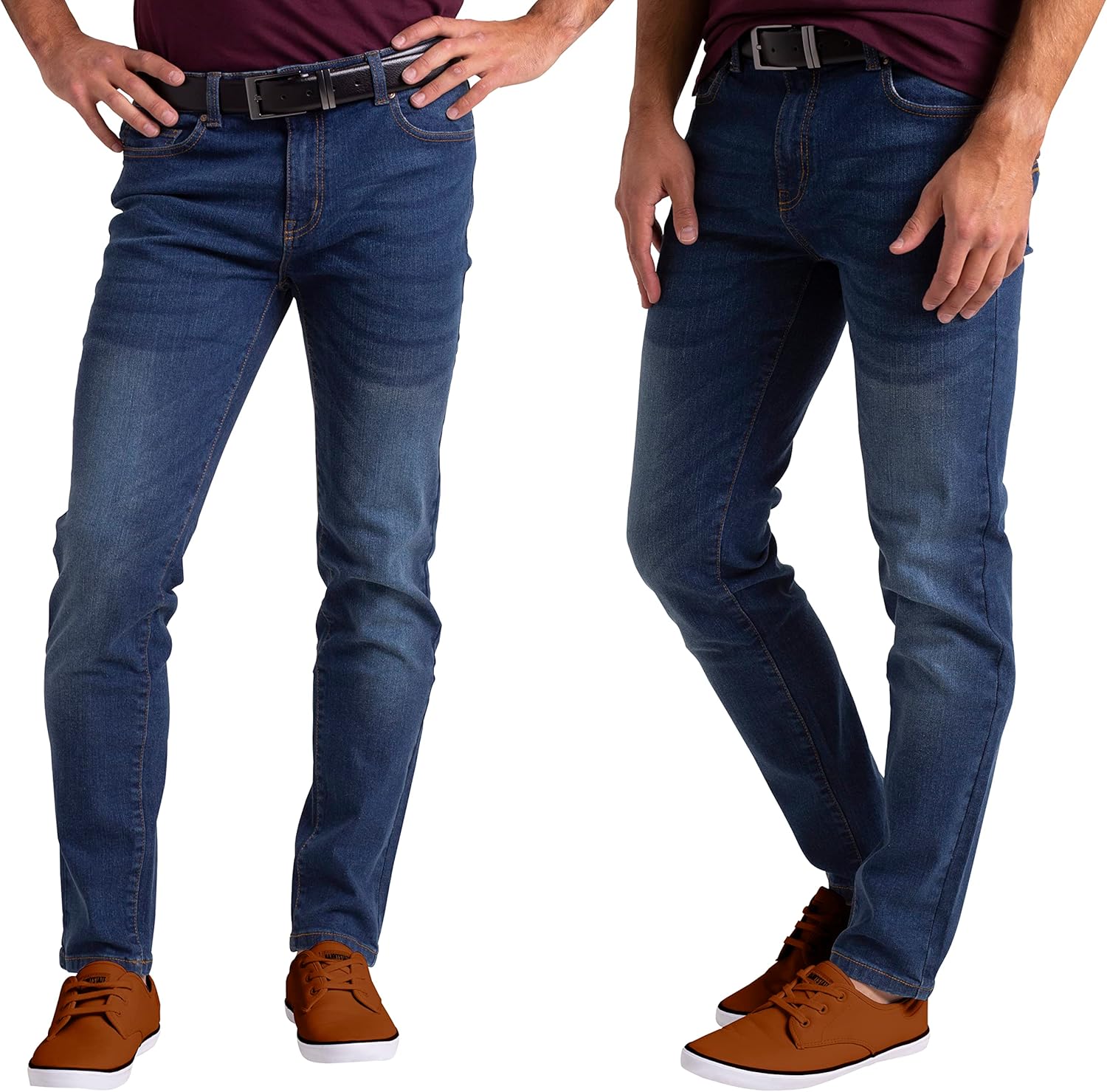 westAce Mens Jeans Slim Fit Stretch Cotton Denim Western Casual Wear Standard Co...
