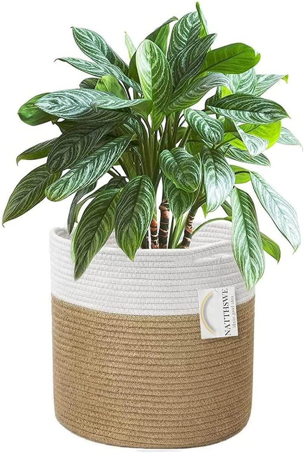 NATTHSWE Plant Basket With Liner, Indoor Woven Pla...