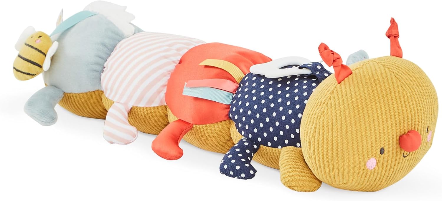Just Bee Kids Tummy Time Caterpillar | Teething Ring | Calming Textured Tags | B...