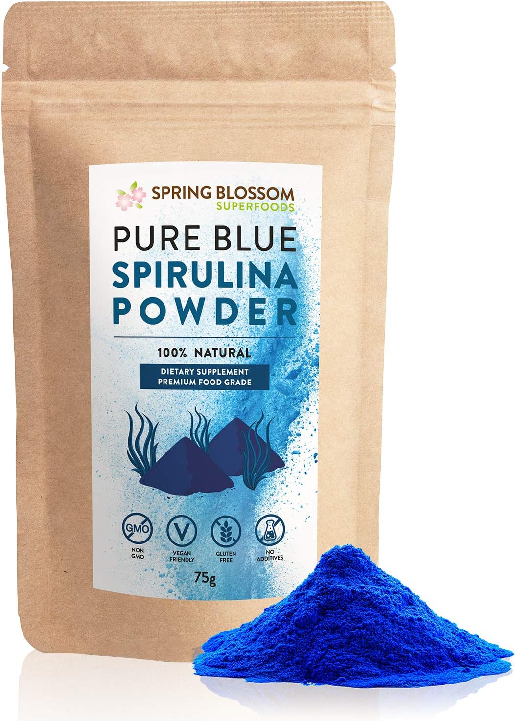 75G Blue Spirulina Powder 100% Natural Phycocyanin Vibrant Blue Colour Premium Q...