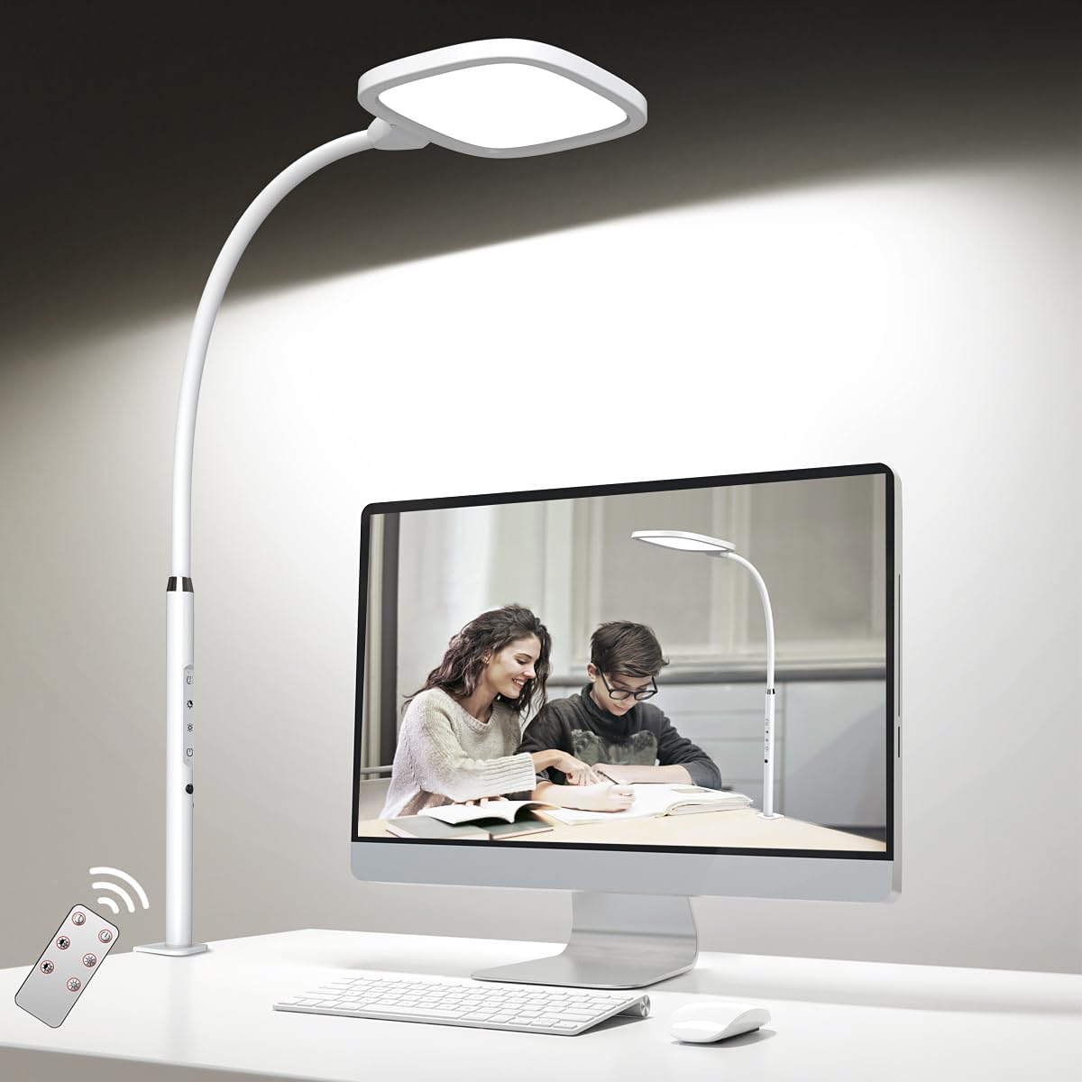 bravzurg LED Desk Lamp for Study, 20W Clip Table Light for Office, Top Bright, D...