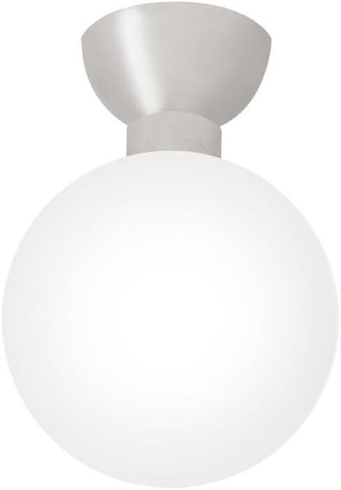 Orbital Silver Metal Ceiling Light IP44 Bathroom Ceiling Fitting Opal Glass Glob...