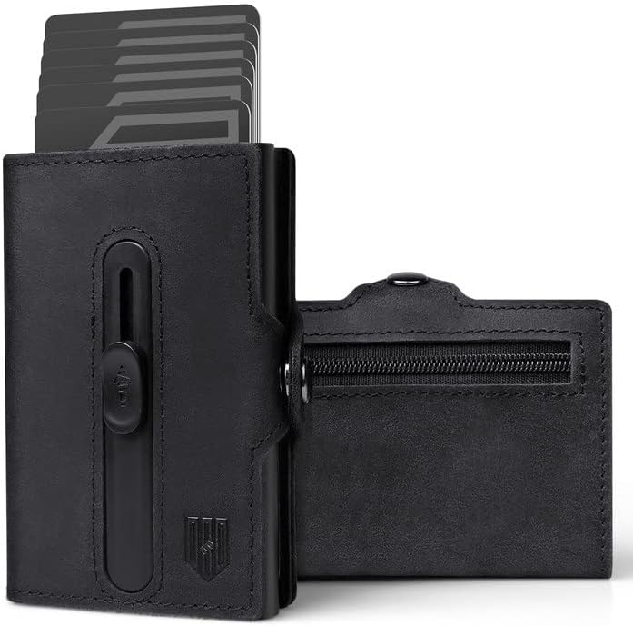 DODENSHA Credit Card Holder, Men's Genuine Leather Slim Card Wallet, Metal RFID...