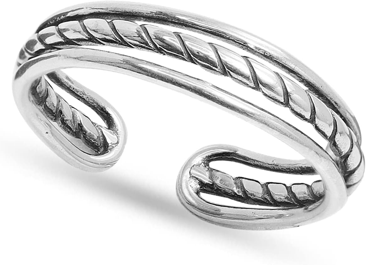 LeCalla 925 Sterling Silver Minimalist Toe Rings Simple Open Adjustable Mixed De...