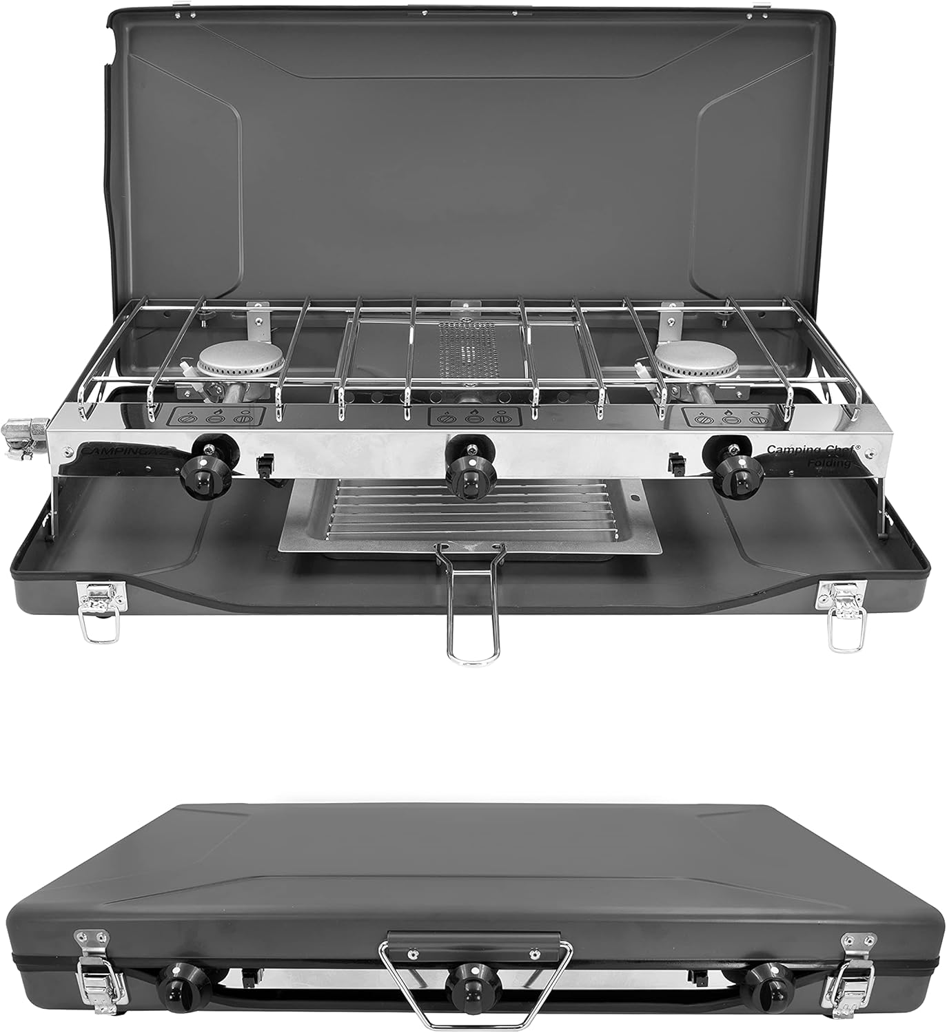 Milestone Camping 18929 Double Burner Gas Stove and Grill/Powerful Performance/E...