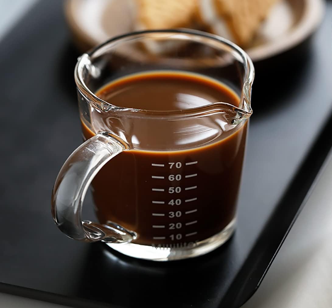 Espresso Shot Glass Cup With Double Spouts 3oz/70ml Coffee Shot Glass Measuring...