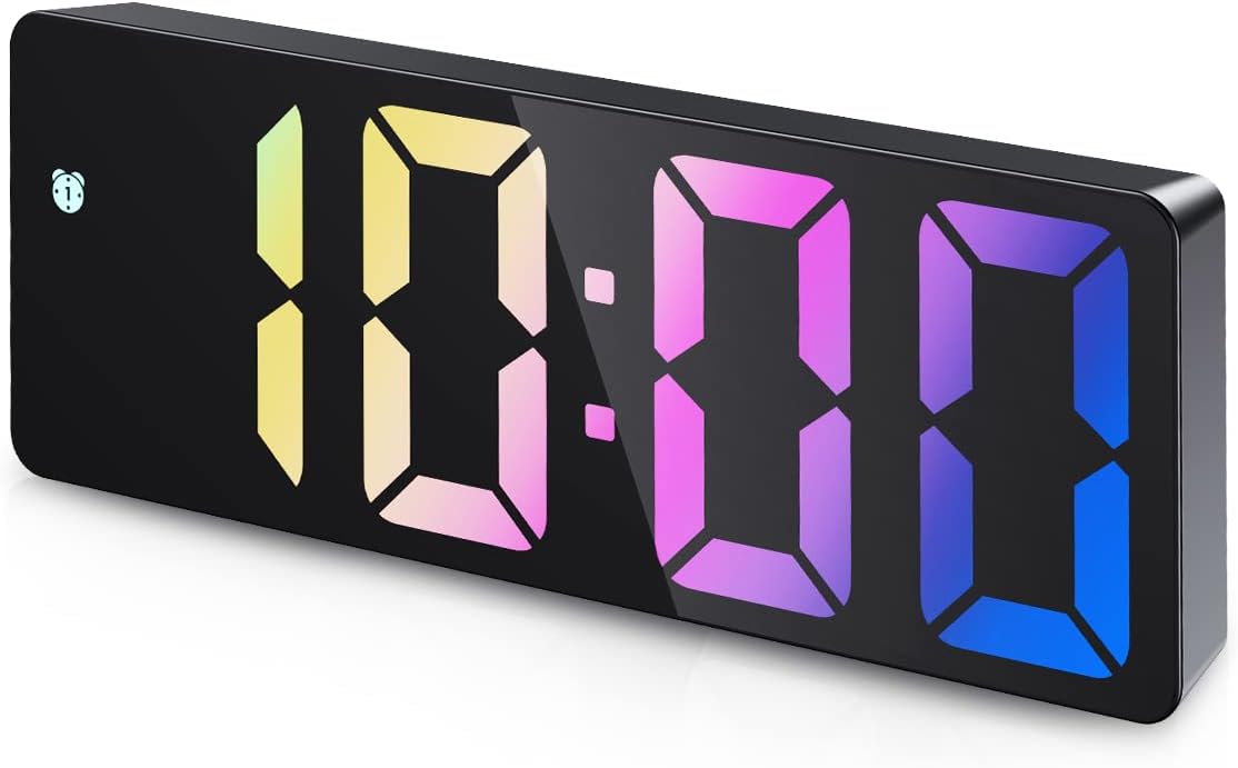 Criacr Digital Alarm Clock, Alarm Clocks Bedside with Colorful LED Display, USB/...