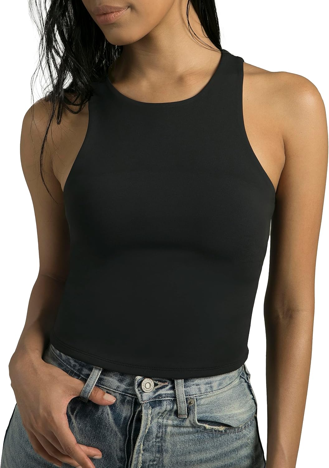 Colorfulkoala Women's Summer Tank Tops Body Contour Sleeveless Crop Double Lined...